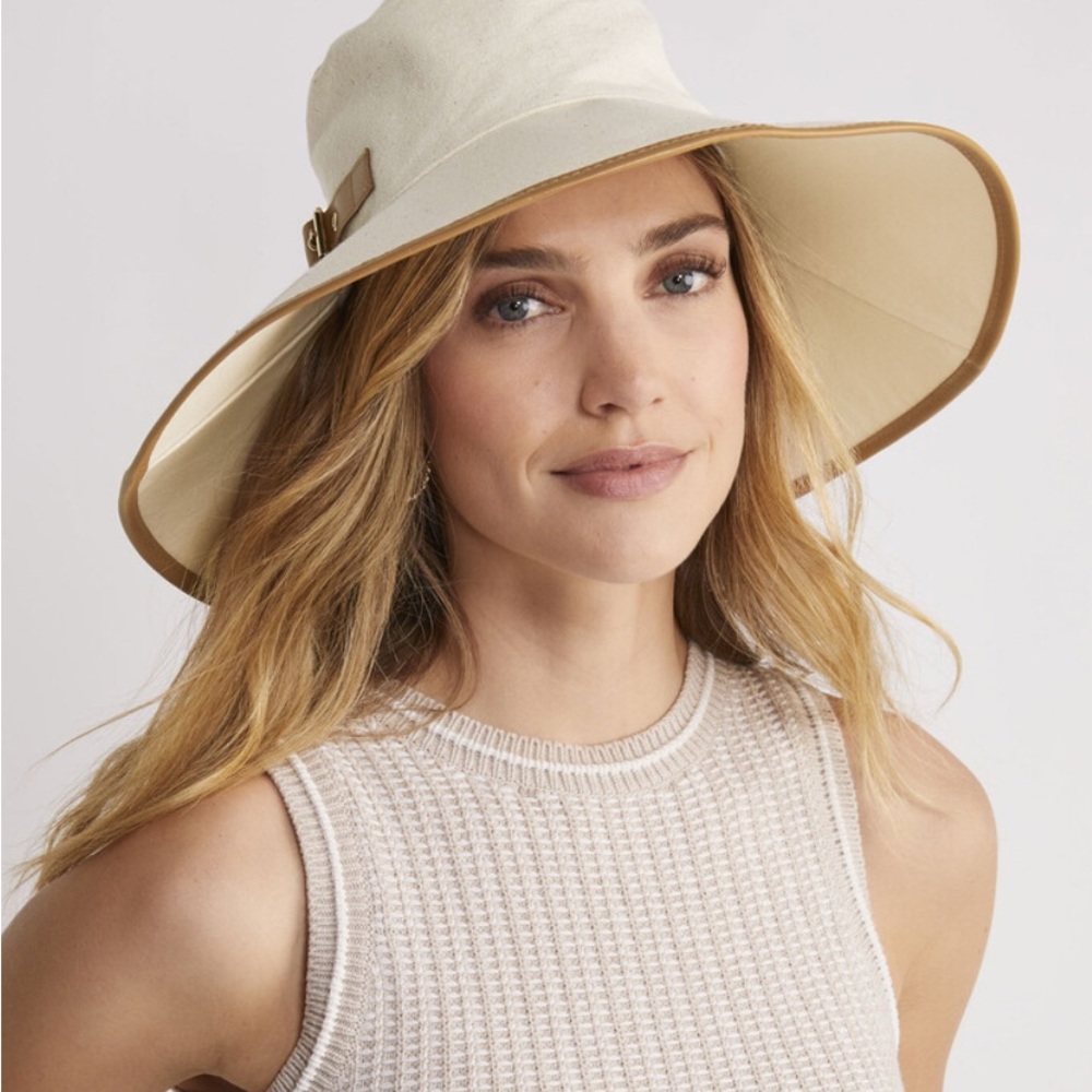 NWT Vineyard Vines Canvas Cotton Sun Hat Headwear Brim Buckle Detail